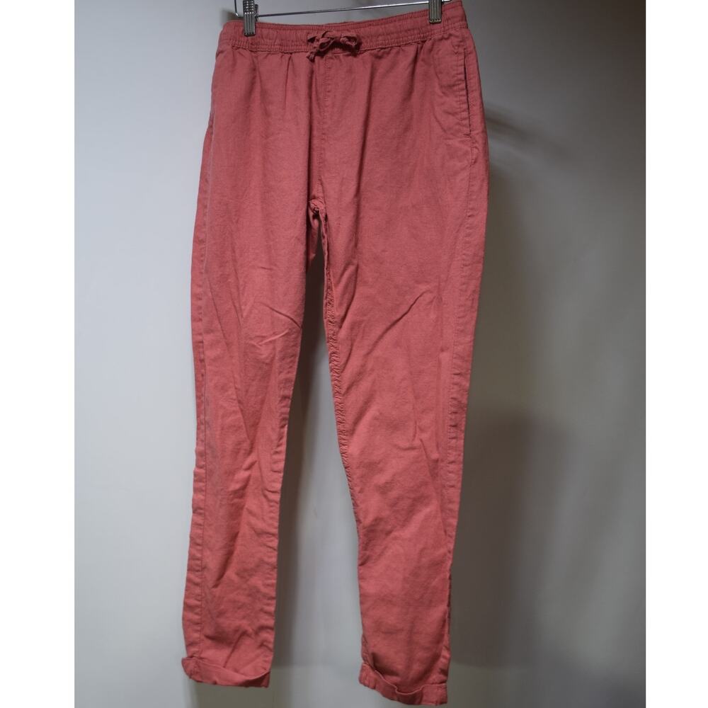 Onia Linen Blend Drawstring Pants Coral Pink Women's Small